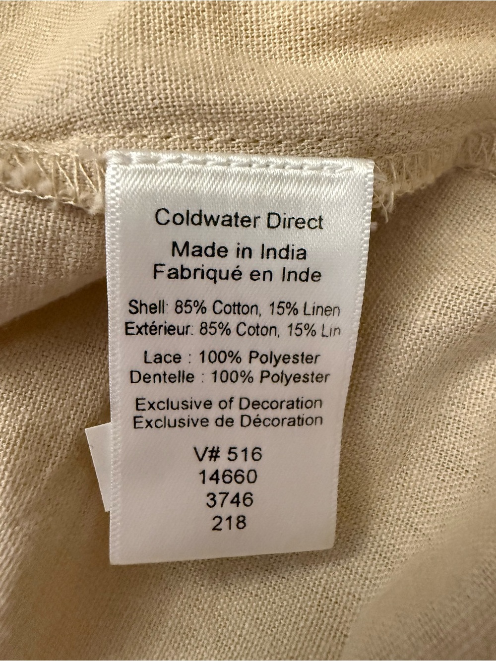 Coldwater Creek Linen Blend Lace Hem Buttons Blouse 10-12 Beige Boho Cottagecore - Picture 5 of 7